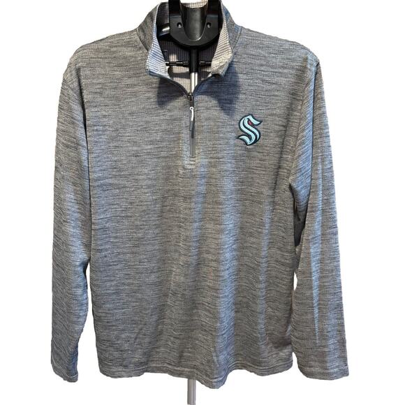 Seattle Seahawks NHL 1/4 Zip Wicking Pullover Jacket Adult Size M Grey Mens - Picture 1 of 5
